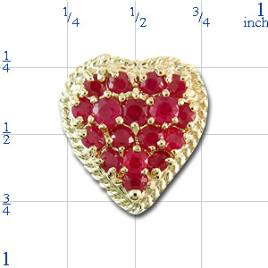 A2581 14K HEART SHAPE SLIDE WITH 17 ROUND RUBY 